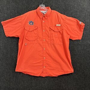 Auburn Tigers Shirt Men's XL Orange Short Sleeve Vented Pockets Fishing Columbia